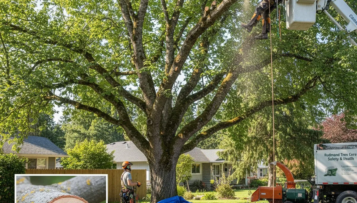 Arborist performing deadwood removal to prevent branch hazards at a Redmond WA residential property