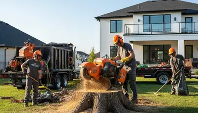 Professional stump removal service in Redmond, WA using safe grinding equipment for local tree stumps