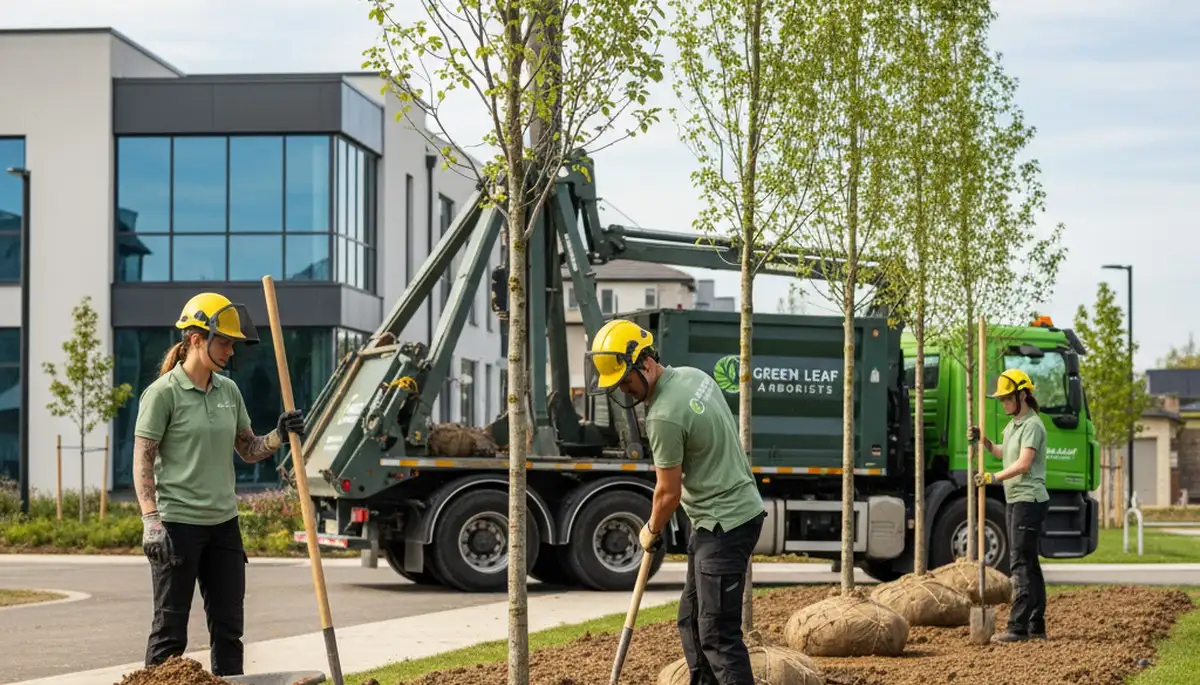 Arborists planting native trees in Redmond, WA for professional tree service and landscape growth