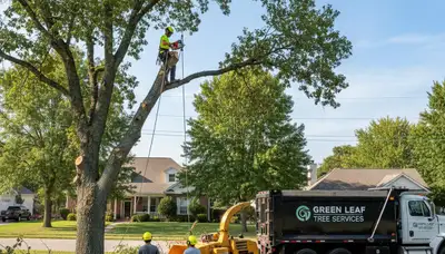 Arborist performing safe tree removal in Redmond, WA for Douglas fir and maple care by Chop Chop Tree