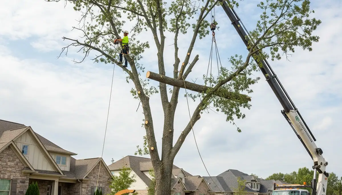 Arborist performing safe tree removal in Redmond, WA for Chop Chop Tree service