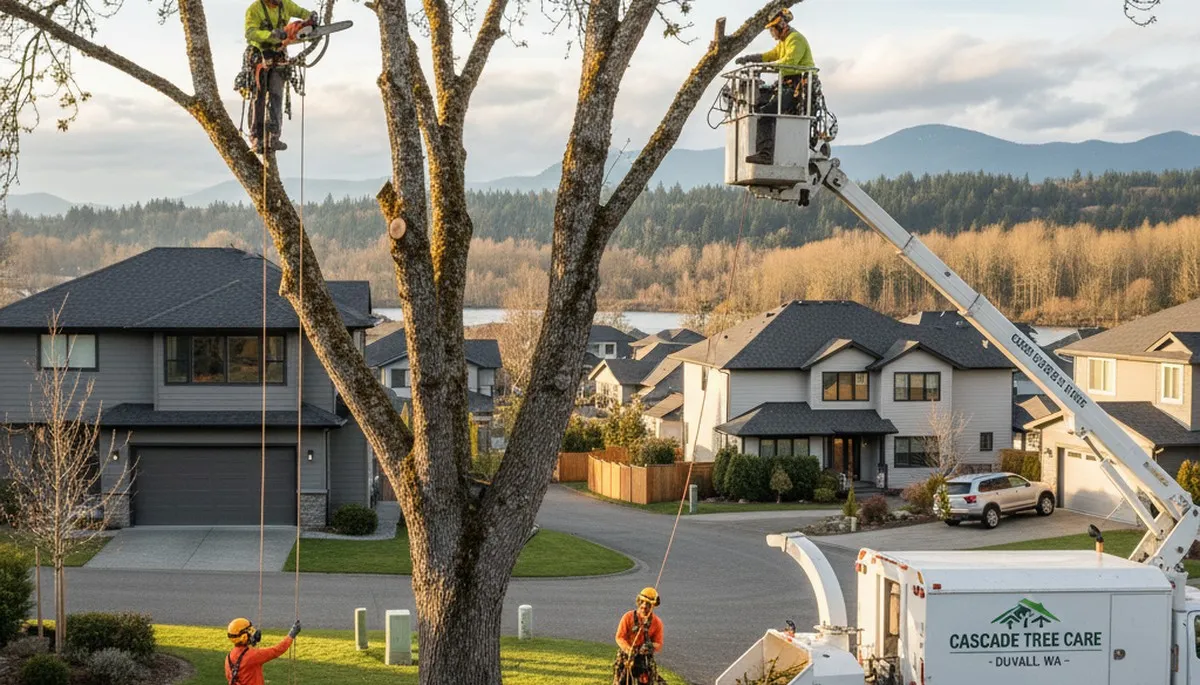 Professional tree removal service in Redmond WA safely cutting and clearing residential trees