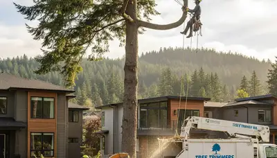 Professional tree removal service in Redmond WA safely cutting and clearing large trees