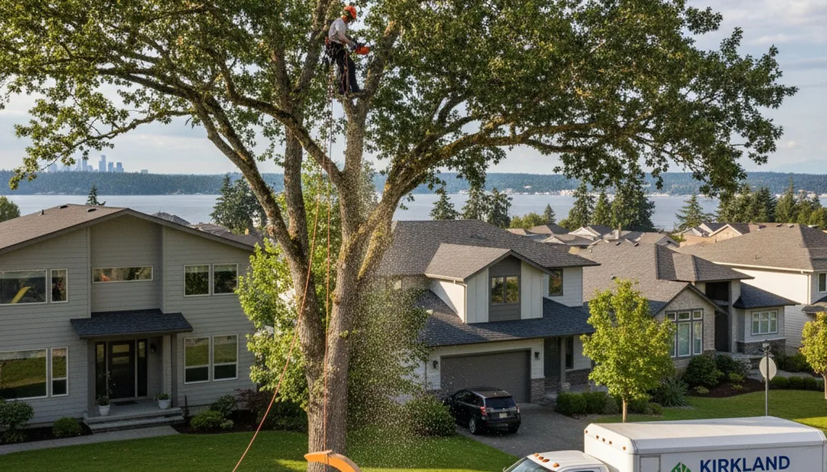 Professional tree removal service in Redmond WA safely cutting and clearing residential trees